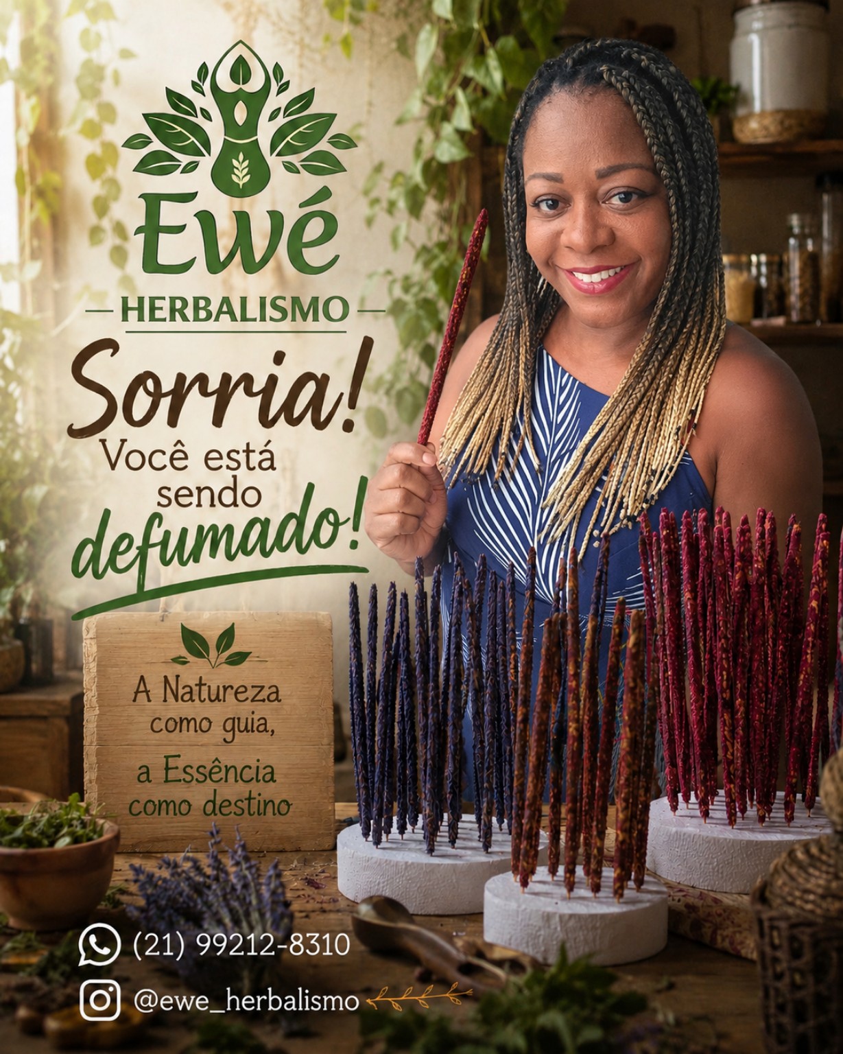 Luciane Osundaye apresentando incensos e defumadores Ewé Herbalismo